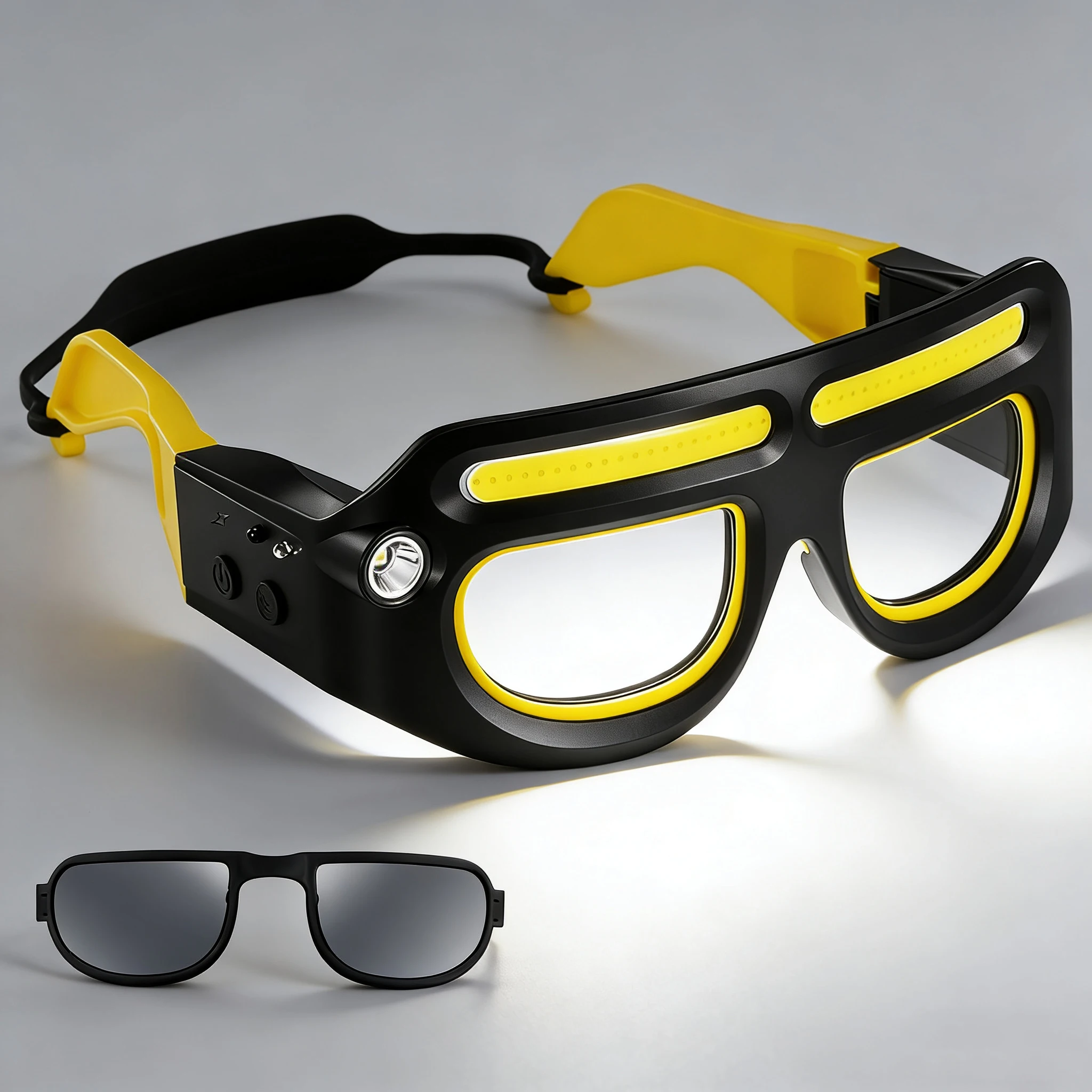 Ultra Light LED Safety Glasses Headlamp Flashlight Hands-Free Wave Sensor Control Rechargeable 6000K Daylight Outdoor Use