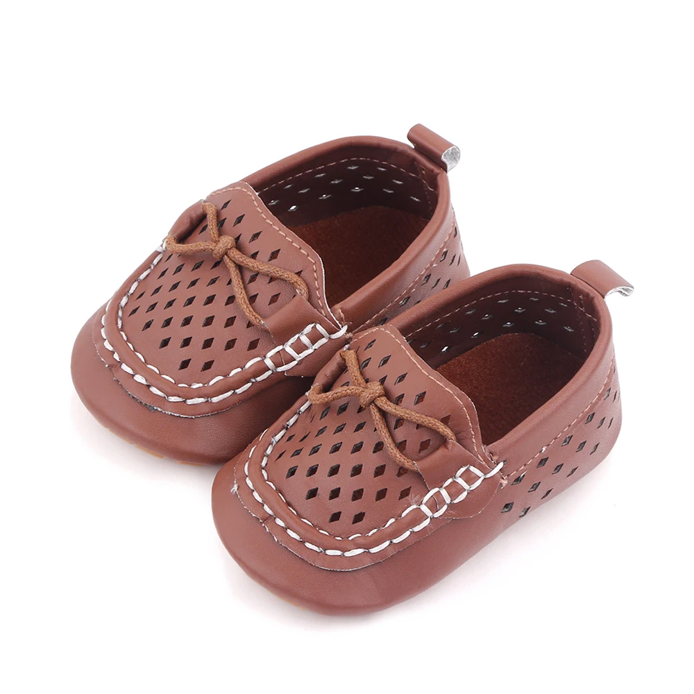 Baby Boys Girls Shoes PU Leather Hollow Breathable Infant Sneakers Soft Sole Moccasins Oxford Loafers Slippers supplier