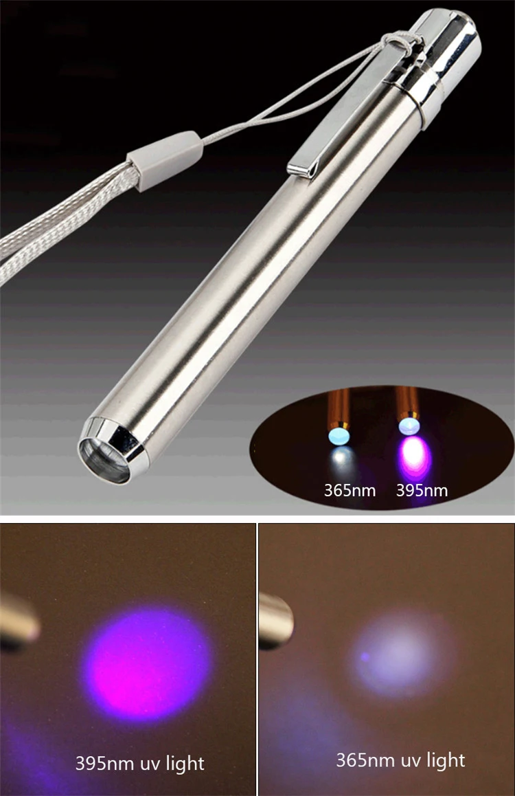 High Quality Uv Torch Light Stainless Steel Uv Flashlight 365nm 395nm