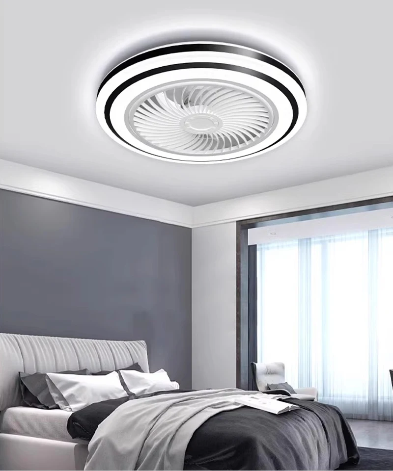 Bladeless Ceiling Fan Modern Remote Control Led Chandelier With Ceiling Fan Vintage Iron Body for Home Decor fan light