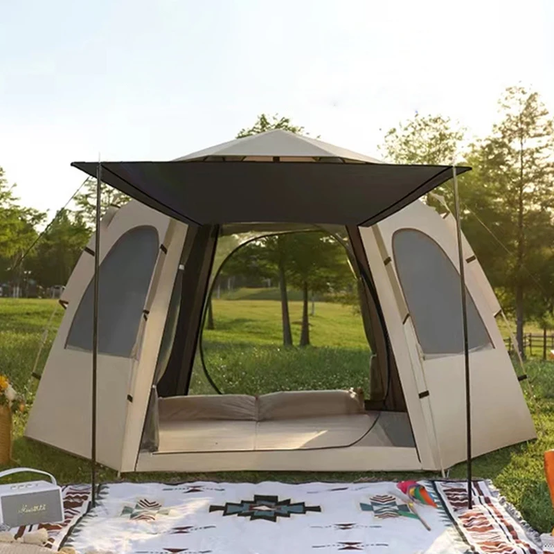 Customizable 3-4 Person Hexagonal Tent Waterproof Oxford Fabric Canvas for Summer Outdoor Camping for Families manufacture