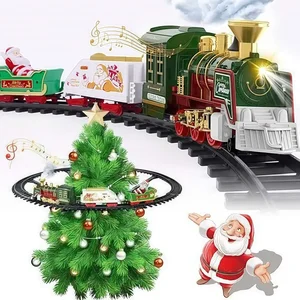 ITTL Classical Christmas Electric Rail Train Set Kids Christmas Toy with Plastic Railway Train Track Perfect Gift for Kids