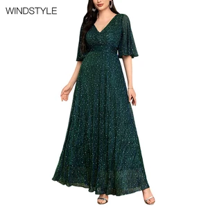 Women's Luxury Evening Dress Elegant Sequined Floor-Length Party Dress Breathable Woven Summer Zipper OEM Service Available