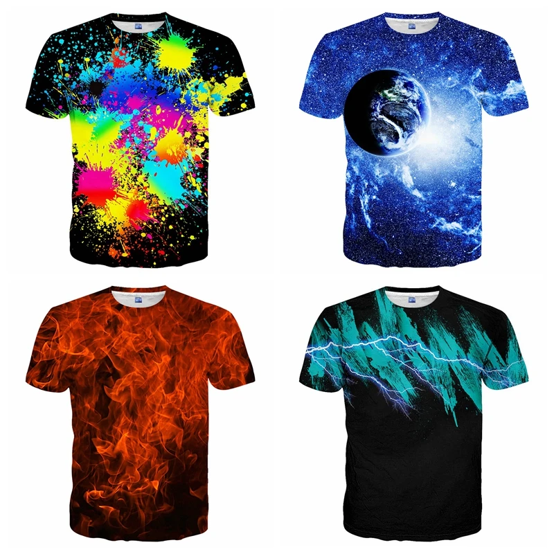 Custom 3d Graphic Colorful Tshirts Crew Neck Print Tee 92 Polyester 8