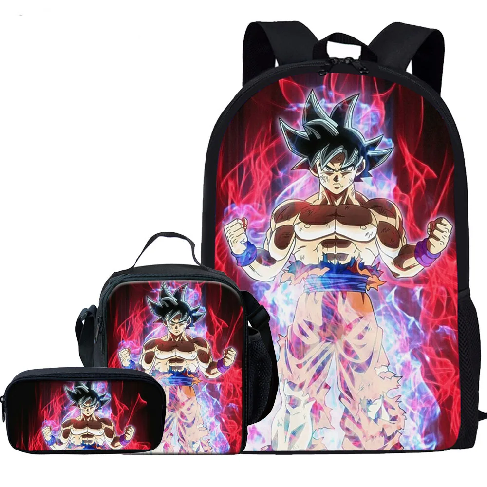 Fuleadture Cartoon Dragon Ball Goku Backpack 3 Pieces School Bag Pencil Bag Shoulder Bag Sets for Boys Teenagers, Kids Unisex, Size: One size, Other