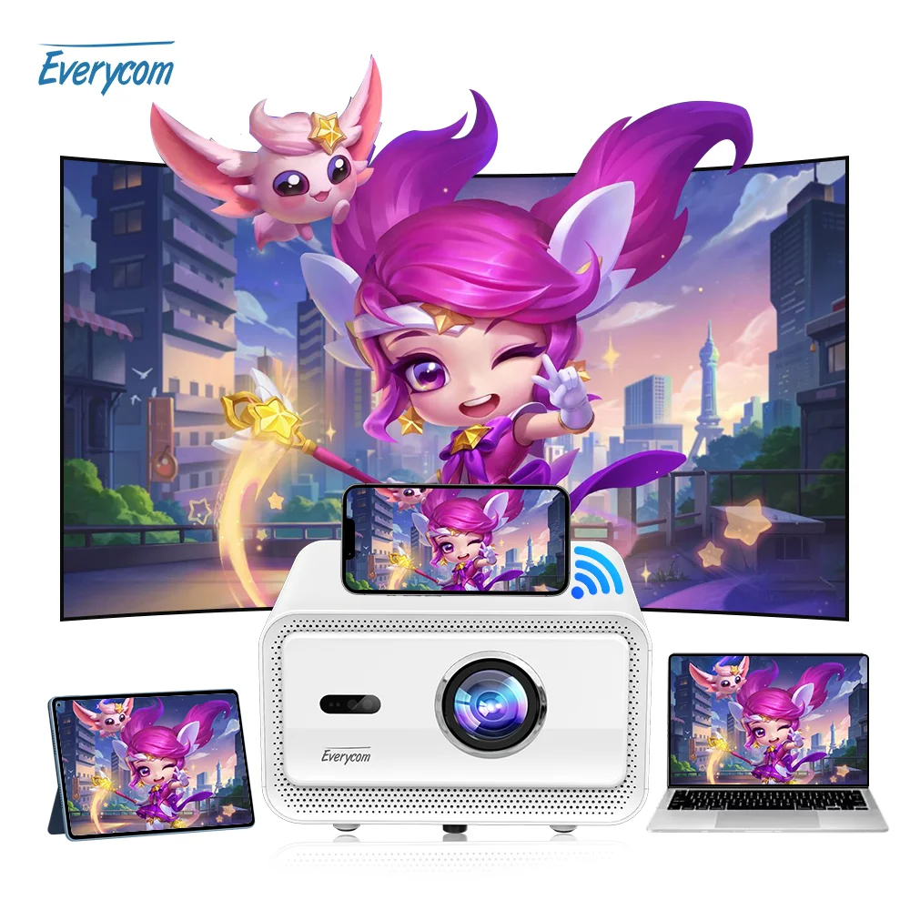 1500 ANSI 4k Mini Projector Android 12 Everycom Cubelite Mini Smart Wifi 3d 4k Video Projector Portable 4k Mini Projector
