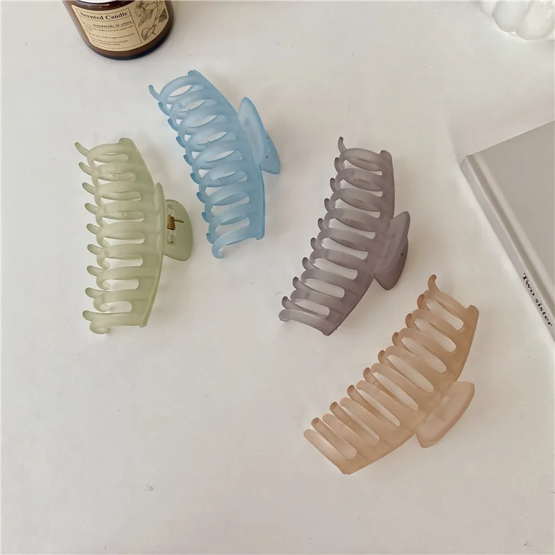 High Quality Solid Color Transparent Matte Big Hair Clips For Women
