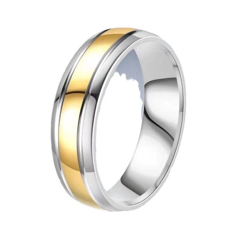 Wholesale Stainless Steel for Men Gold Stainless Steel Jewelry Diamond Inlay Wholesale Stainless Steel Rings Set for Wedding