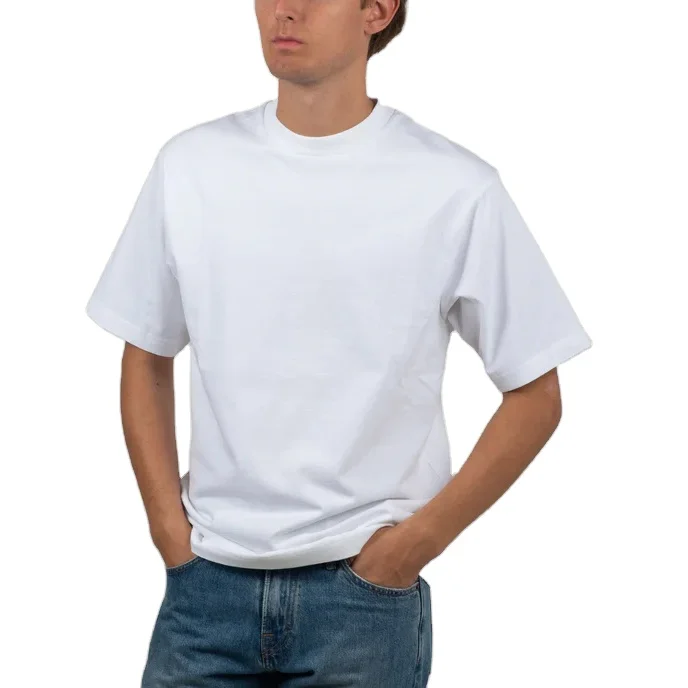 Wholesale High Quality Blank T Shirt Custom Plain Cotton Black Men's Clothing Tshirt White