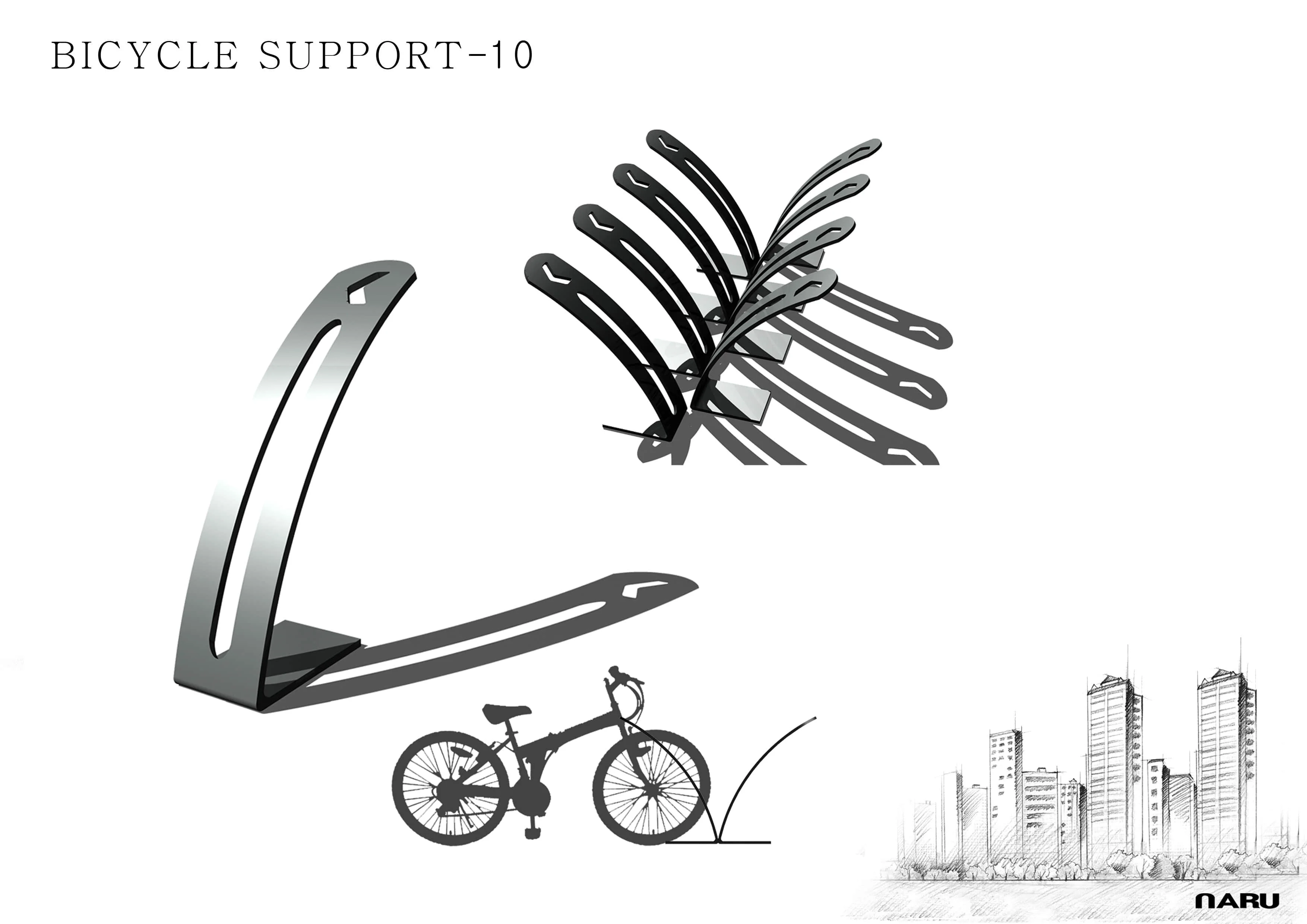 Outdoor Iron Bicycle Stand Bike Parking System Vertical Bike Rack