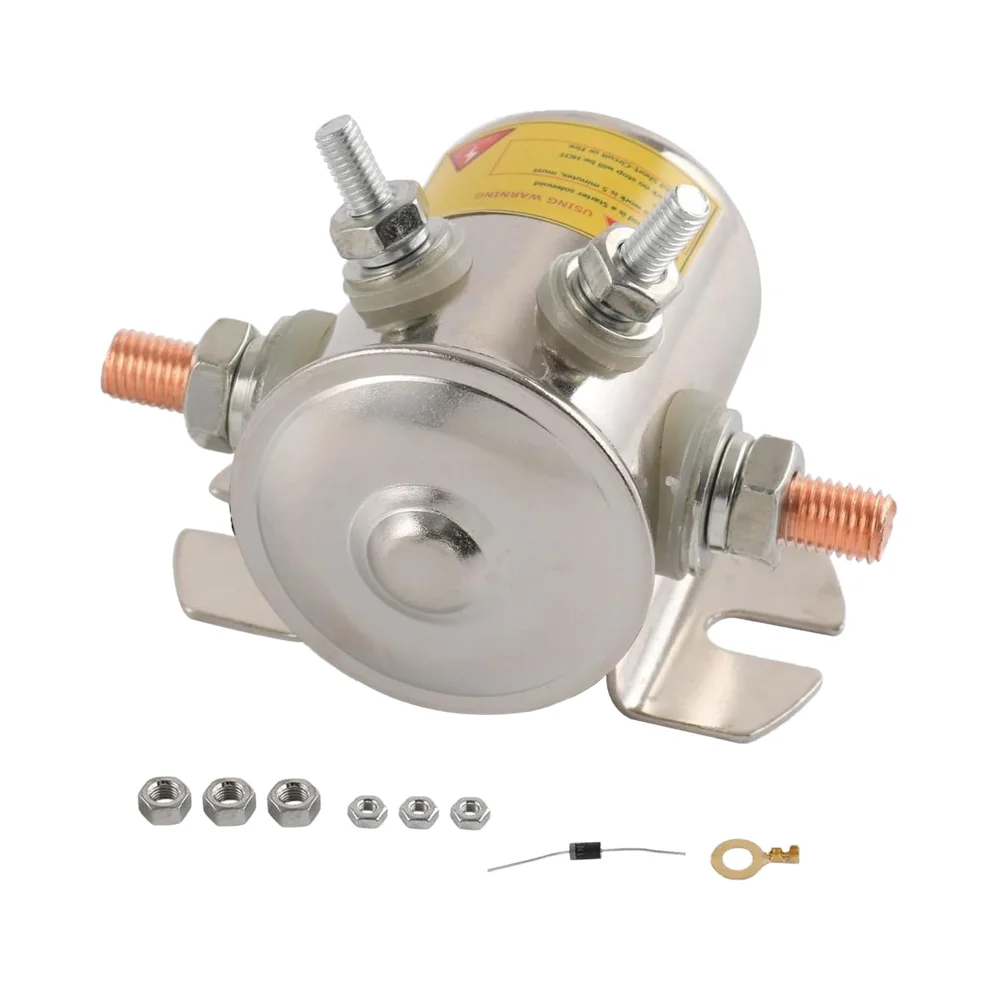 Continuous Duty 12VDC Max 300A Solenoid Relay with Resistor Diode Nickel Plated Contactors for Golf Carts Winch Marine in a Rush
