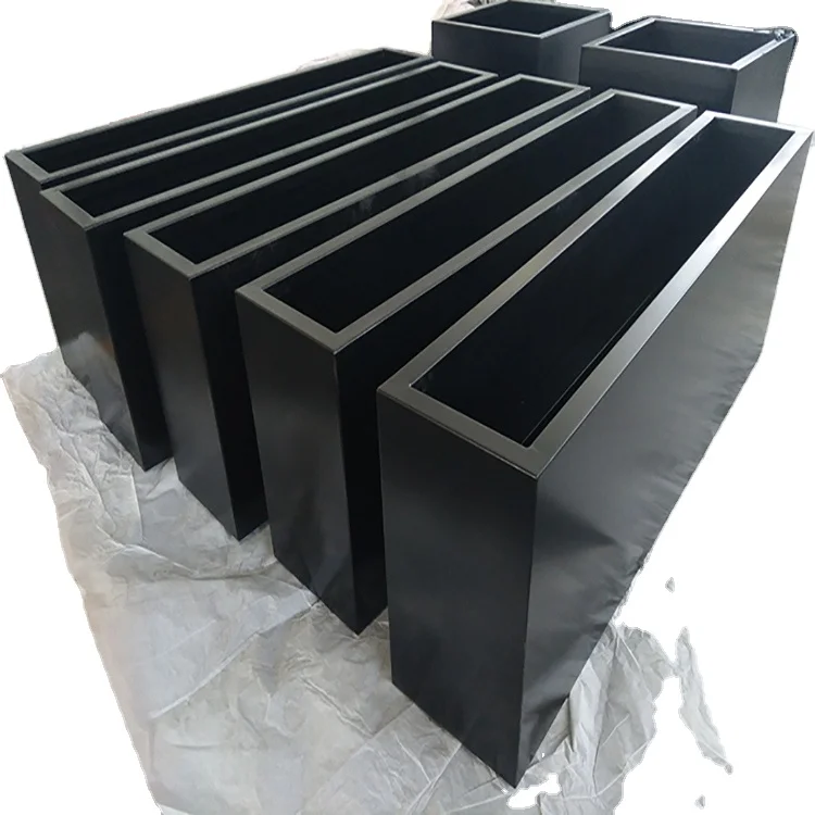 Factory Sales Light Weight Durable Large Black Tall Metal Steel Planter Box for Home and Garden