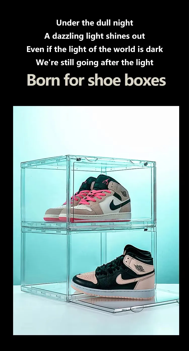 Clear Plastic Rectangular Shoe Storage Box Stackable Foldable Shoe Organizer with Sneaker Crates Containers Bins Holders factory