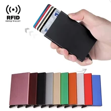 Customized Logo Minimalist Porte Carte Aluminum Rfid Pop Up Wallet Mens Slim Rfid Blocking Wallet Card Holders