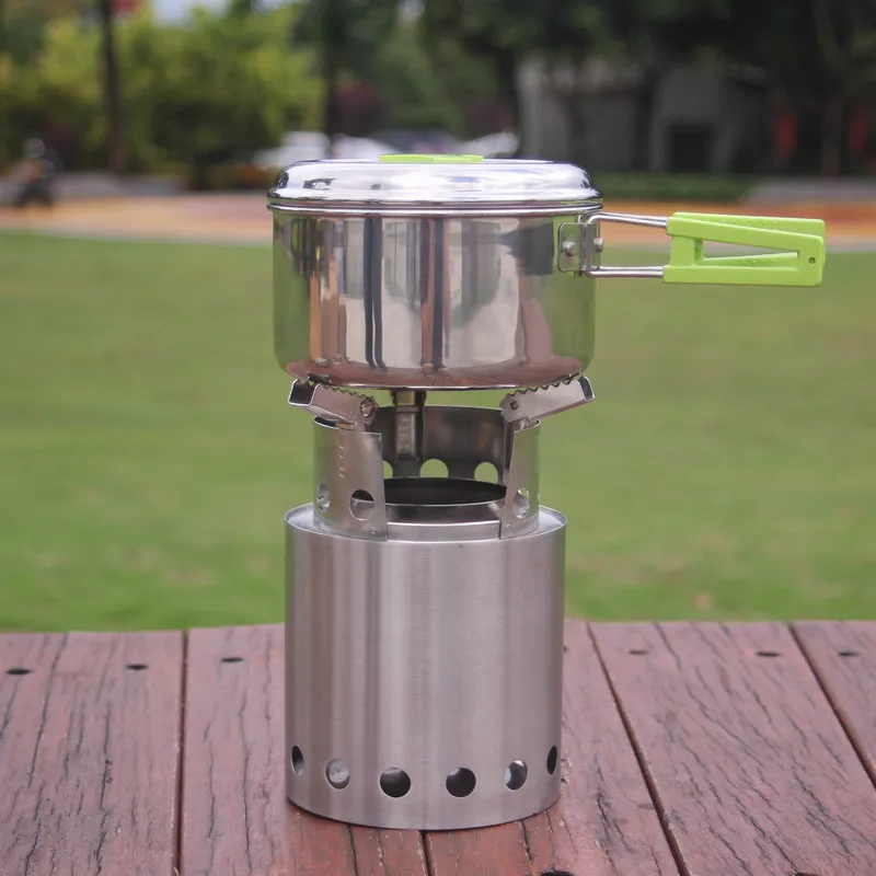 China Supplier SRDWOS Stainless Steel Charcoal Cooking Stove Burns Biomass Lightweight Portable Folding Eco-friendly Camping