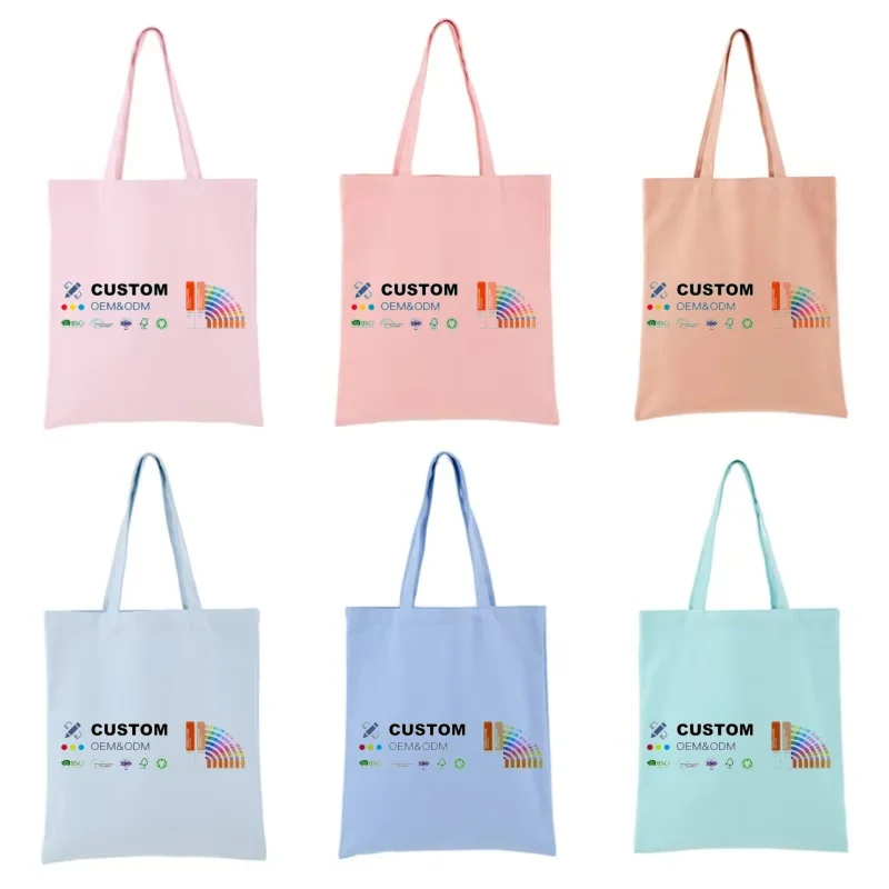 Wholesale Color College Plain Reusable Small Grocery Shopping Cloth Bag Cotton Canvas Totes Bags