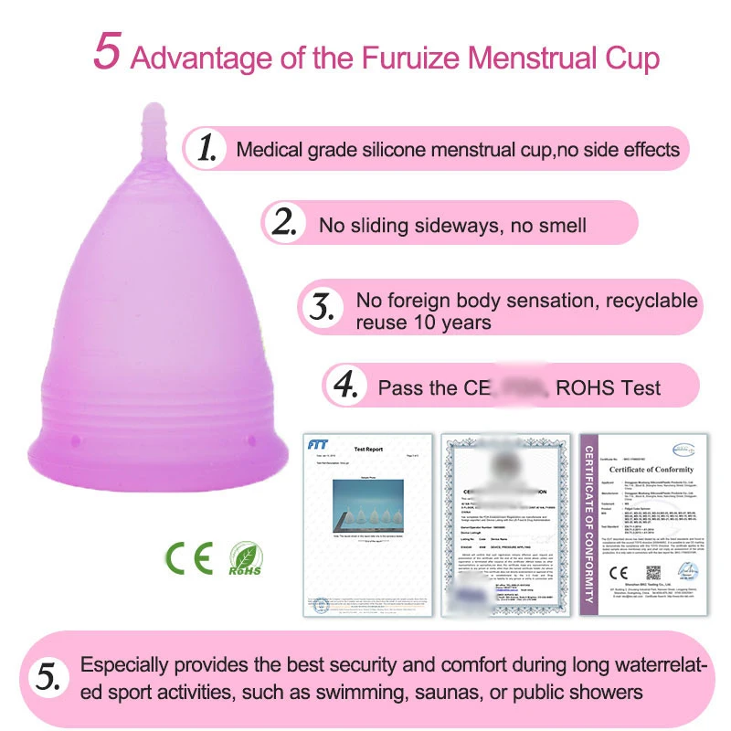 Eco Friendly Wholesale Menstrual Cup Silicone Copa Menstrual Iso 13485 Reusable Menstrual Period 9073