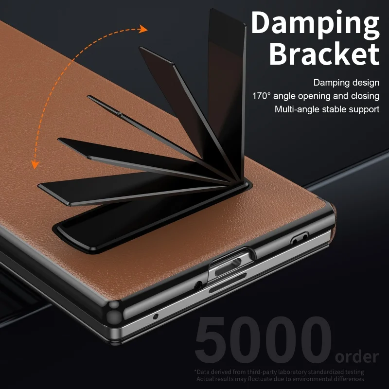 Luxury PU Leather Cell Phone Case for Samsung Z Fold 3 4 5 6 With Metal Bracket Hard PC Shockproof Protective Back Cover
