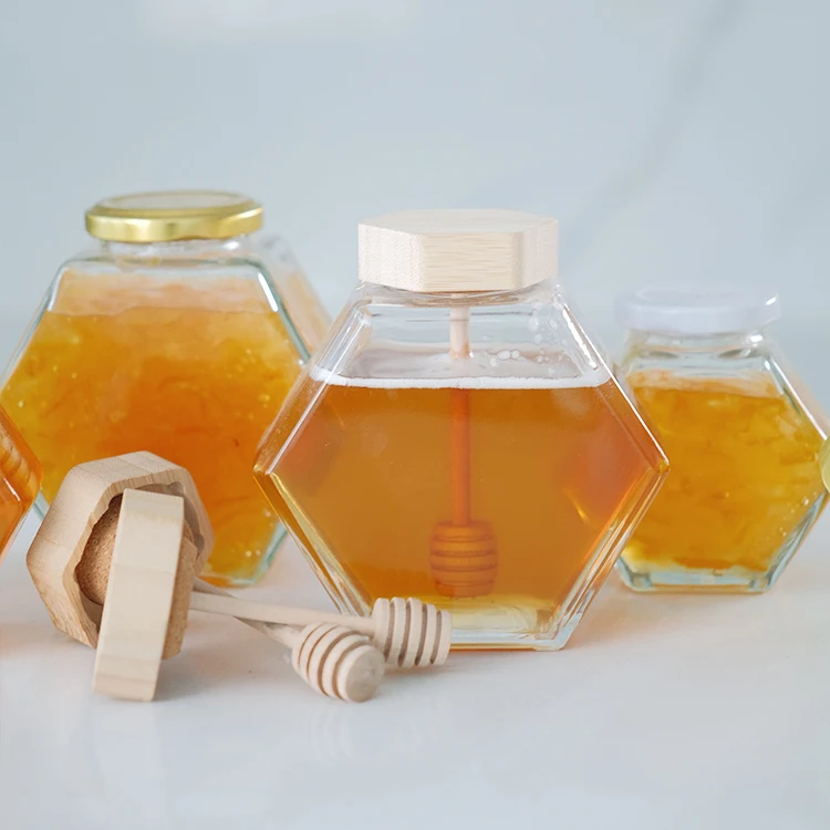 High Quality 100ml 220ml 380ml Food Grade Glass Honey Jar With Wooden Cork