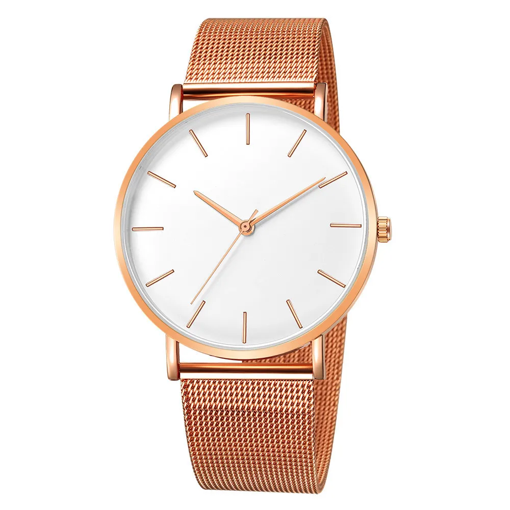 Watch Custom Logo Simple Thin Wristwatch Casual Mesh Strap Quartz Watch ...