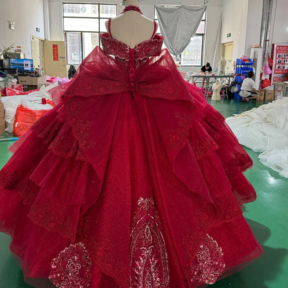 Jancember XS064 Traditional Red Off Shoulder Puffy Ball Gown Evening Party Dresses