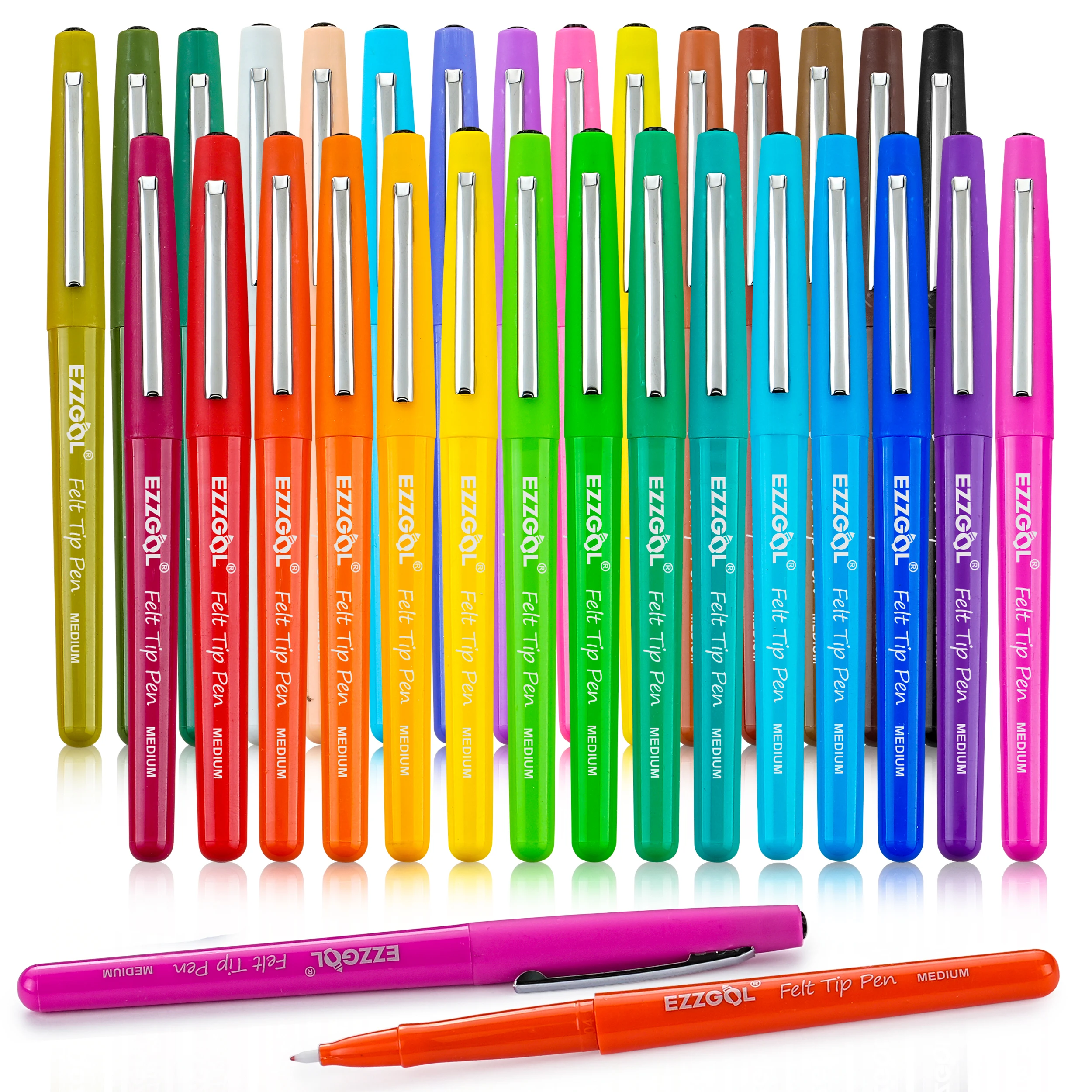 35 Color Felt Tip Pen, mm Premium Medium Fine Point Markers for  Journal, Writing, Coloring, Note Taking, Drawing