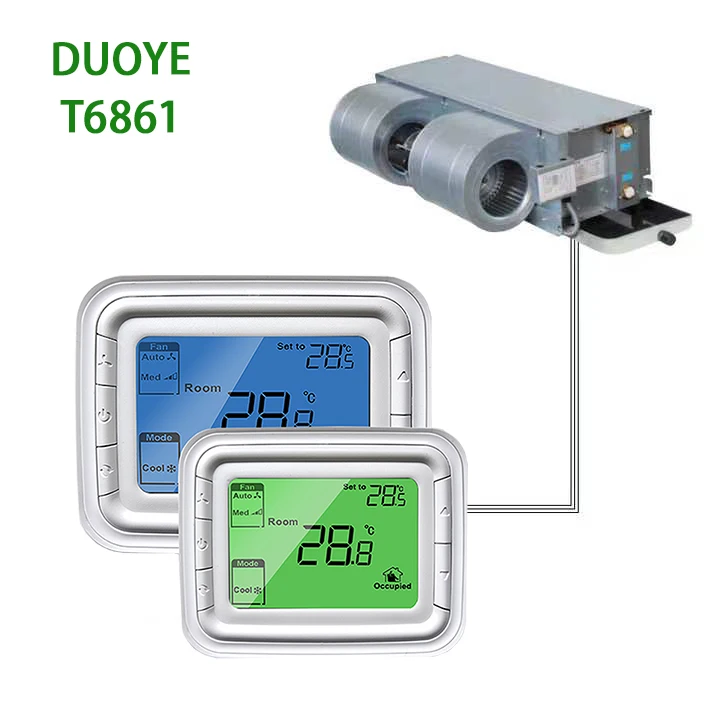 Honeywell T6861 Series Large LCD Digital Thermostat for 2-Pipe Fan Coil ...