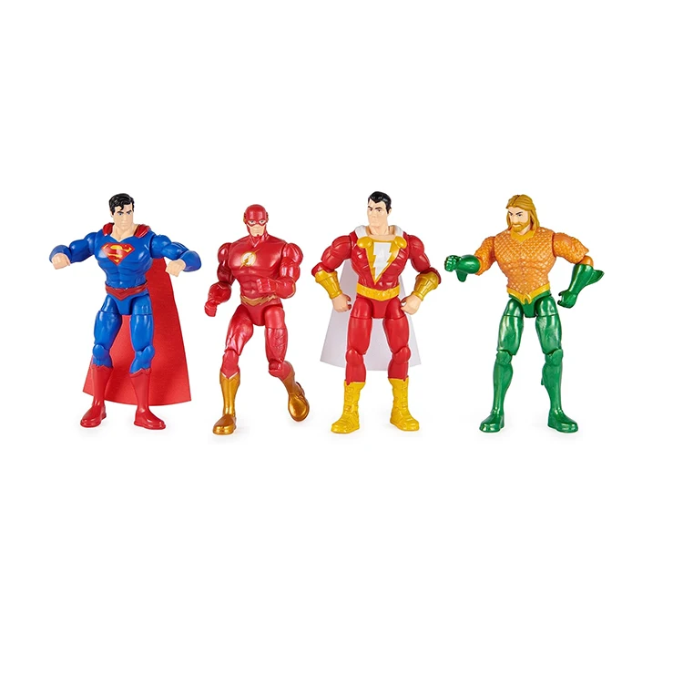 Customized Toy Four Sets for Kids Action Figure  Flash Aqua-man Sports Action Figures Anime Figures