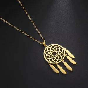 Wholesale Explosion Fashion Small Fashion Design Sense Boho Ethnic Wind Simple Dream Catcher Pendant Necklace Supports ODM & OEM