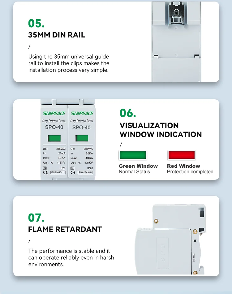 Manufacturer Factory Price OEM ODM Solar DC PV 1P 2P 3P 4P T2 20KA 40KA DC SPD surge protector device 8 Manufacturer Factory Price OEM ODM Solar DC PV 1P 2P 3P 4P T2 20KA 40KA DC SPD surge protector device 8