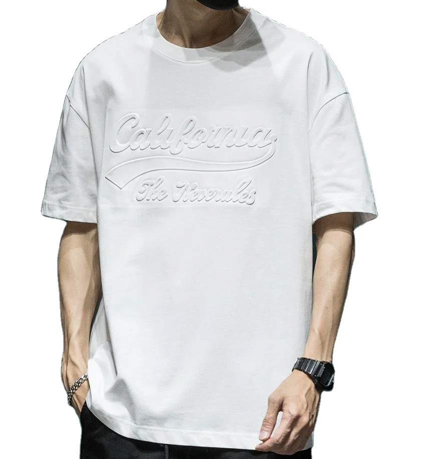 Men Drop Shoulder T-shirts Streetwear Customized 3d Embossed T Shirts