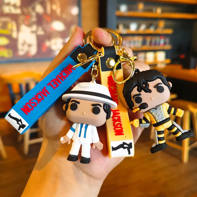 Michael Jackson PVC Rubber Keychain Music Idol Doll Machine