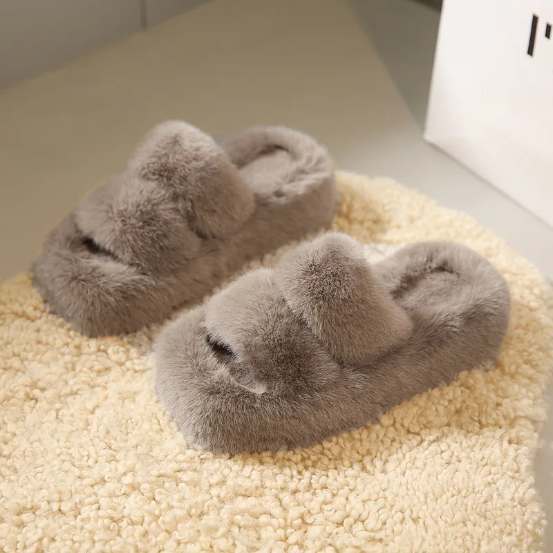 2023 Autumn and Winter New Slides Slippers Women Square Head Thick Bottom Home Indoor Cotton Slides Slippers for Women