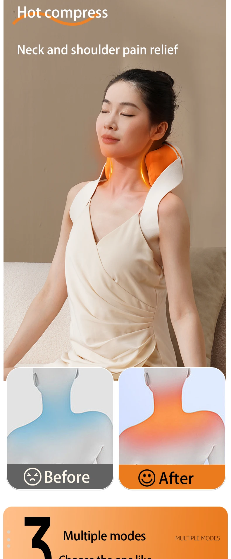 2025 Latest Multifunctional Shiatsu Electric Neck and Shoulder Massager Body Heat Pain Care Product Targeted for Comfort Relax