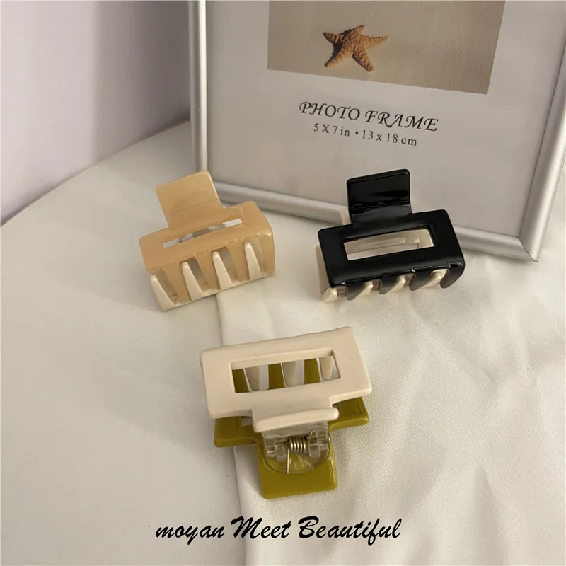 Корейские Новые двухцветные квадратные полые захваты для волос простые темпераментные сращивающиеся цветные зажимы с акулой женские ацетатные задней головки