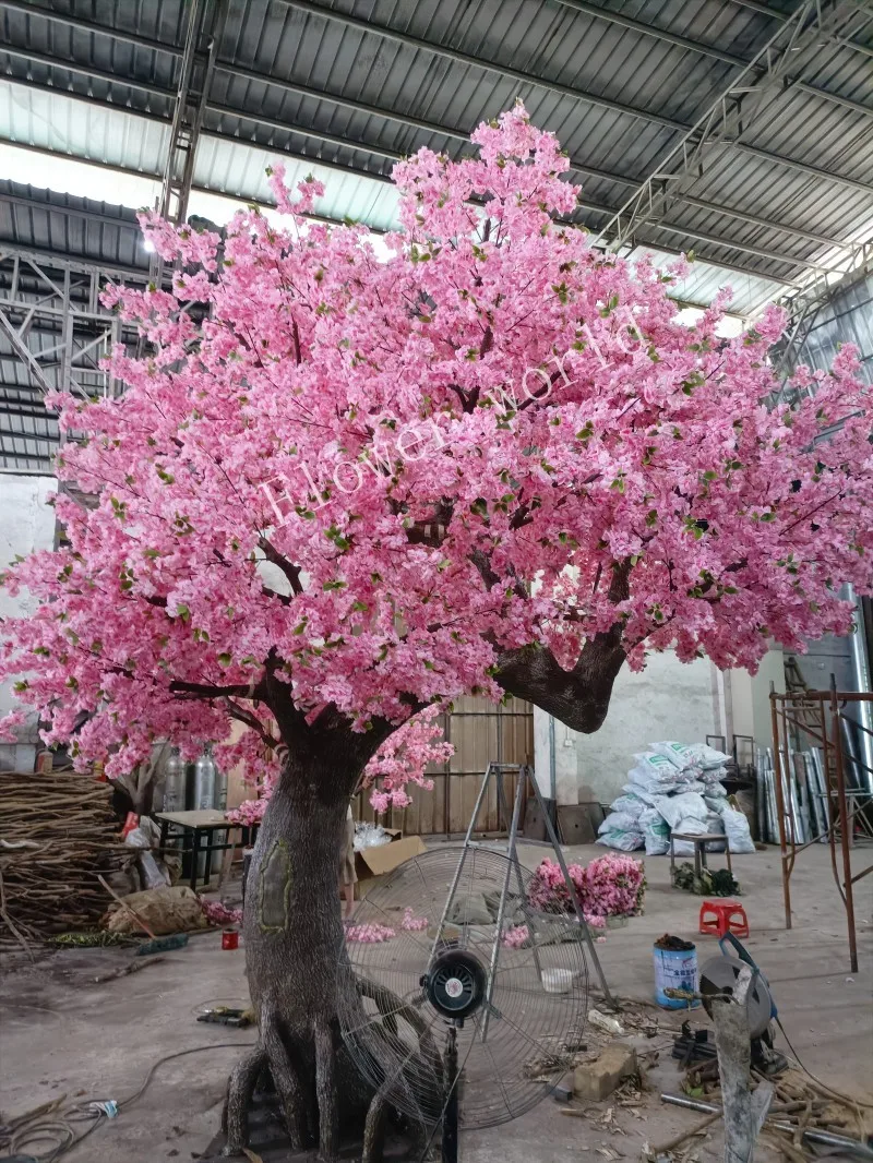 Большое розовое Вишневое дерево персиковое искусственное шелковое желающее Ресторан отеля пейзаж свадебное украшение