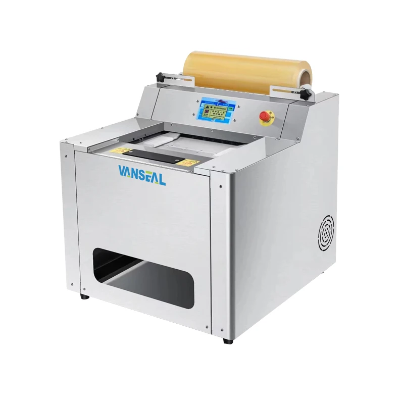 Semi-Automatic Miniature Plastic Wrap Machine for Meat Fruits-Easy-to-Operate Cling Film Wrapping Equipment for Food Packaging