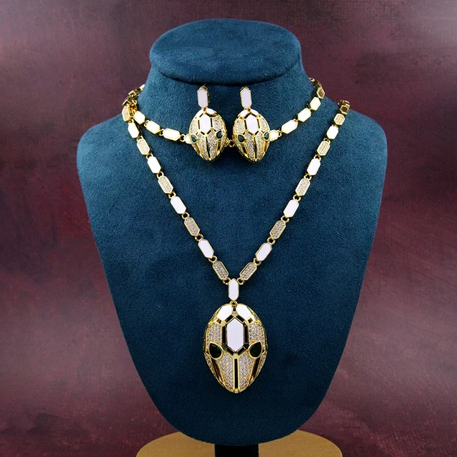 JYS0865 Fashion Luxury Jewelry Sets for Women Zirconia Enamel Jewelry Set High Quality Snake Head Jewelry Set