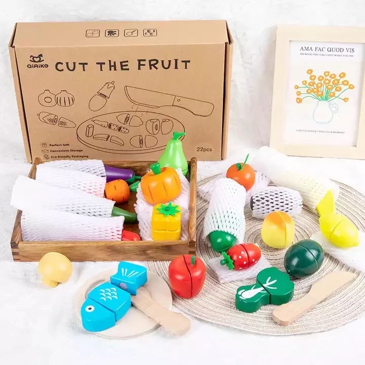 Игрушка для резки овощей, фруктов, магнит, детская деревянная кухонная игрушка для готовки, раннее обучение, обучающая игрушка, подарок