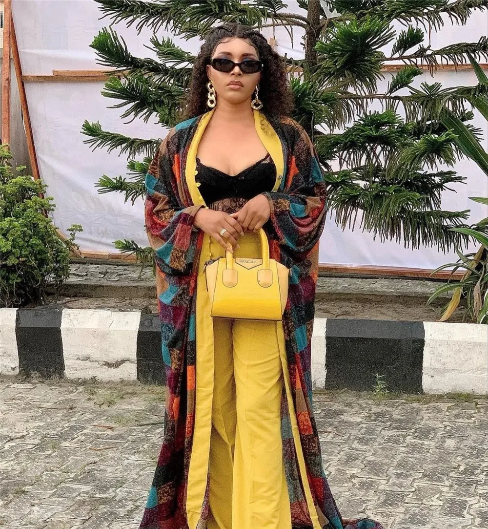 2023 Europe and America Printed Loose Trousers African Chiffon Robe Two-piece Suit Gowns for Women