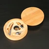 Bamboo and wood round box wine stopper 4-piece set