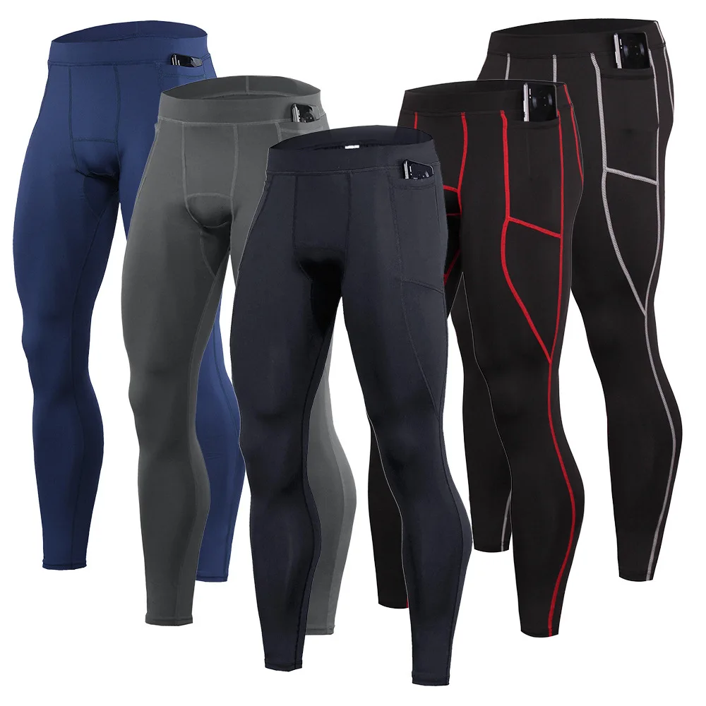 Zomersport Fiess-broek Heren hardloopsport Strakke elastische sneldrogende broek Basketbaltraining Outdoor Bottoming-broek311_voghion.com