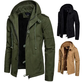 Fall/winter New Men's Hooded Jacket Fashion Cardigan Jacket Trench Coat Men's Wear