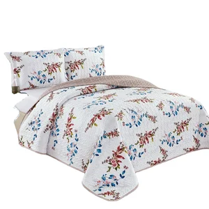 OEM ODM Factory Embroidery Bedspread king Size Wholesale Microfiber Bedspread + 2 Pillowcases