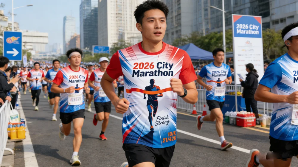 High Performance Knitted Dry Fit Race Shirts 5K 10K Marathon Custom Logo Quick Dry Running T-shirts Sports Wear