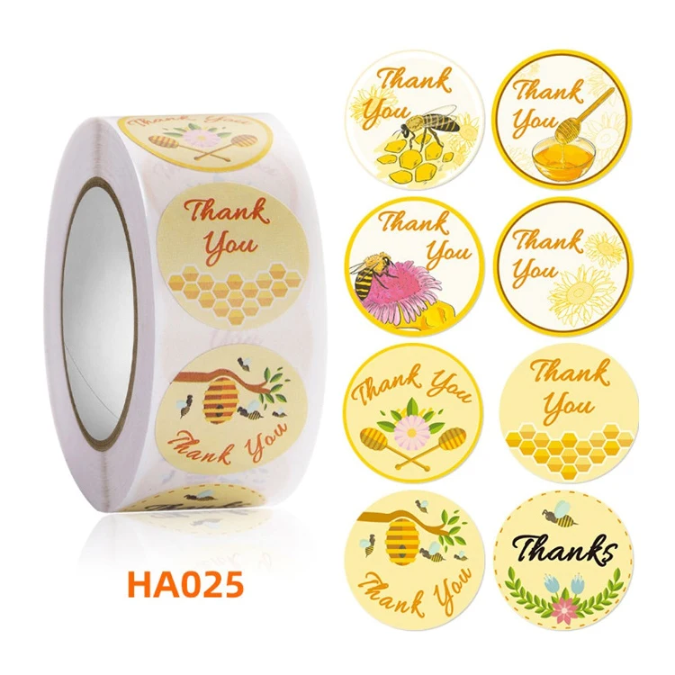 In Stock Custom Printing Cute Heart Love Round Kawaii Fragile Cartoon Anime Thank You Vinyl Label Sticker
