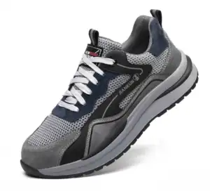 JIANKUN Comfortable Breathable Men's Non-slip Safety Shoes for Men Fashion Anti-smashing Anti-puncture Suede Leather Work Shoes