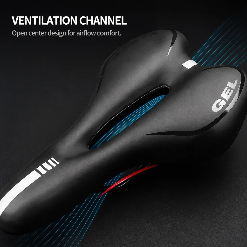 Waterproof GEL MTB Bicycle Saddle Comfortable PU Leather Ventilation Feature Simple Style Unisex Adults All Seasons KONO