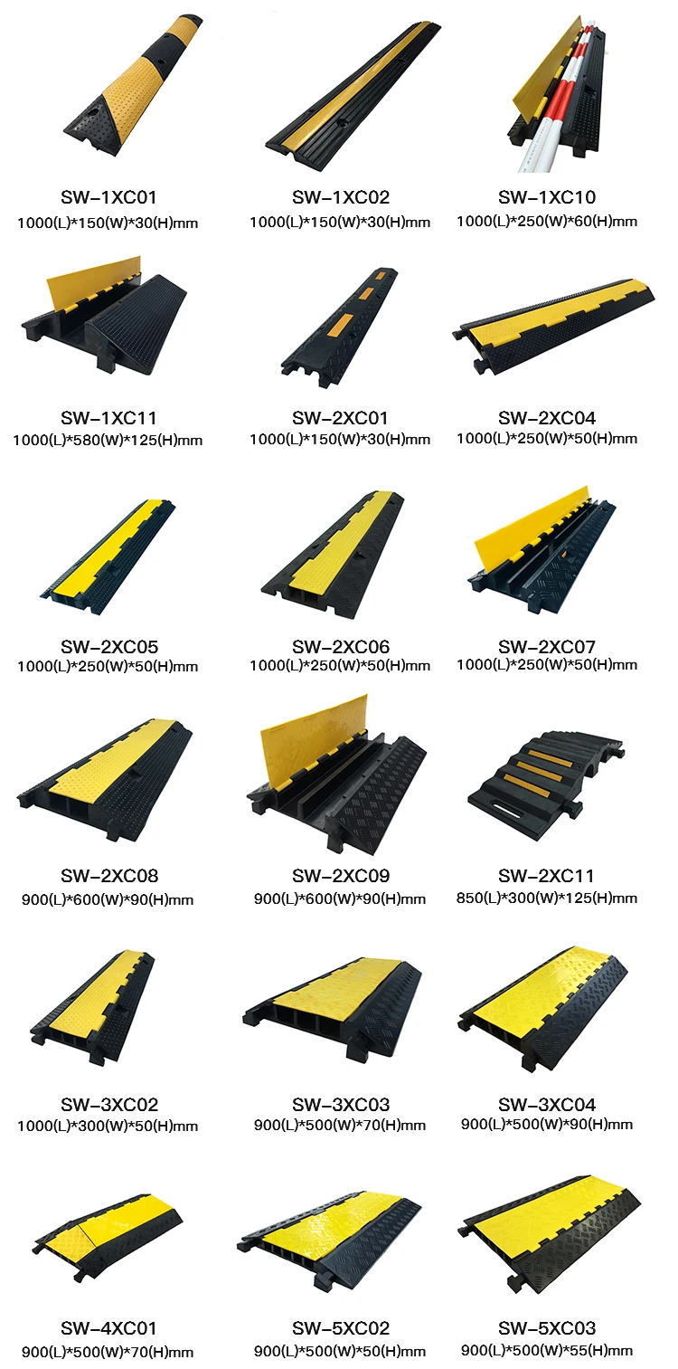 Outdoor 2-Channel Cable Ramp Protector PVC Rubber Cover Plastic Cable Cover Ramp details