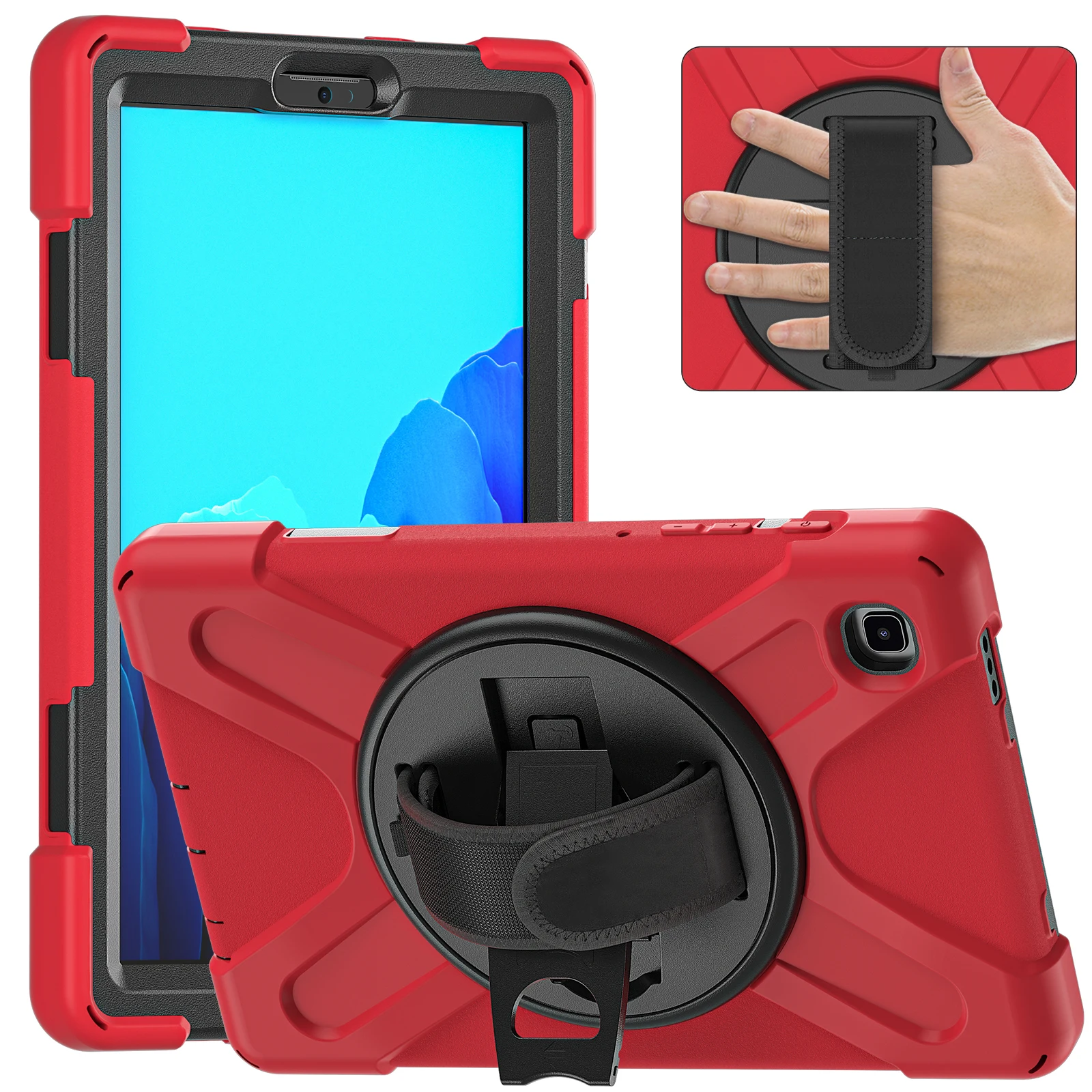 GSCASE PC TPU Hybrid Tablet Case With Hand Strap Case Cover for Samsung Galaxy TAB A7 Lite